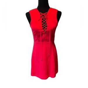 Re:named Sleeveless Lace Up Front Mini Dress Red Size Small NWT